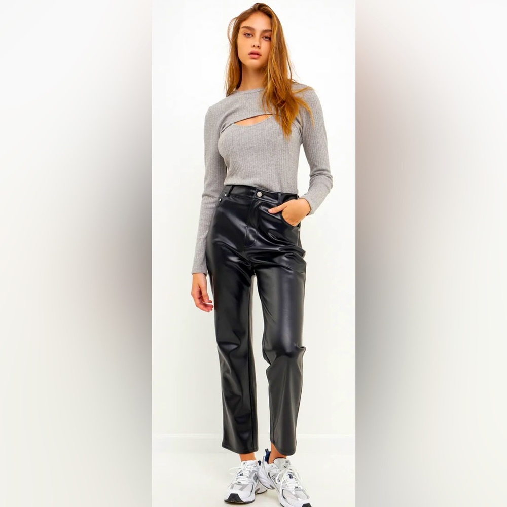 HIGH-WAISTED FAUX LEATHER PANTS
